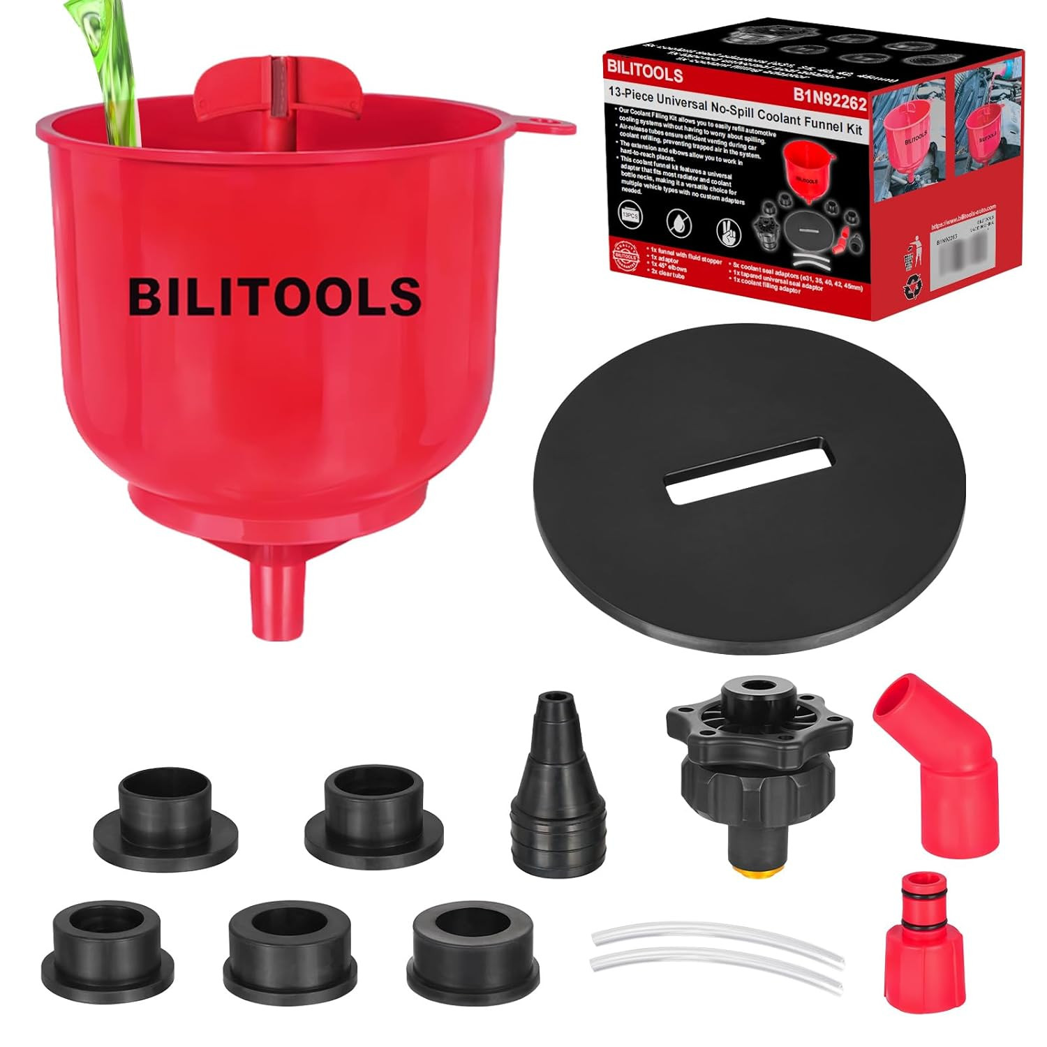 No-Spill Coolant Funnel Kit - 13PCS Universal Radiator Coolant Filling Funnel Ki gallery
