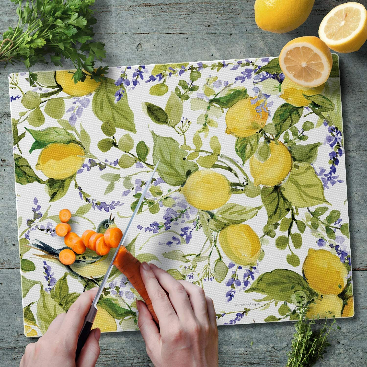 CounterArt Watercolor Lemons Tempered Glass Counter Saver - 15" x 12" gallery