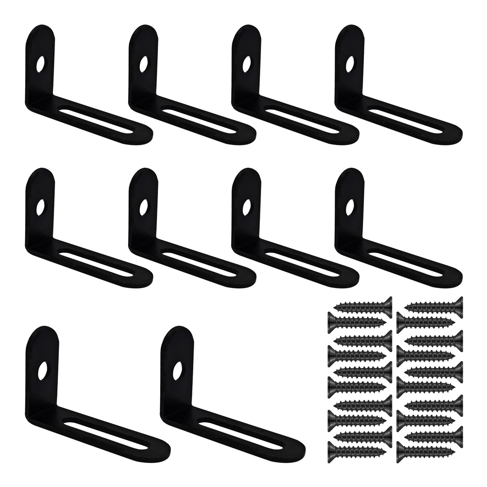 10 PCS 1.5" Black Adjustable L Brackets Heavy Duty Slotted Metal Corner Brace gallery