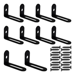 10 PCS 1.5″ Black Adjustable L Brackets Heavy Duty Slotted Metal Corner Brace