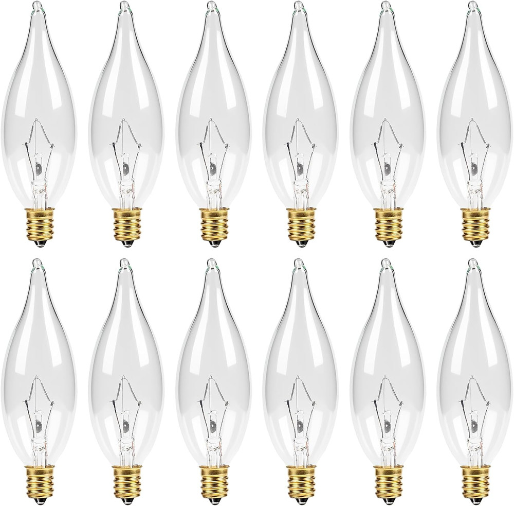 12-Pack E12 Candelabra Light Bulbs 25W, 2500K Warm White, 240 Lumen Dimmable Cha