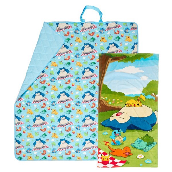 Pokemon Picnic Blanket & Towel Set Pikachu Beach Foldable Mat Carry Case Strap gallery