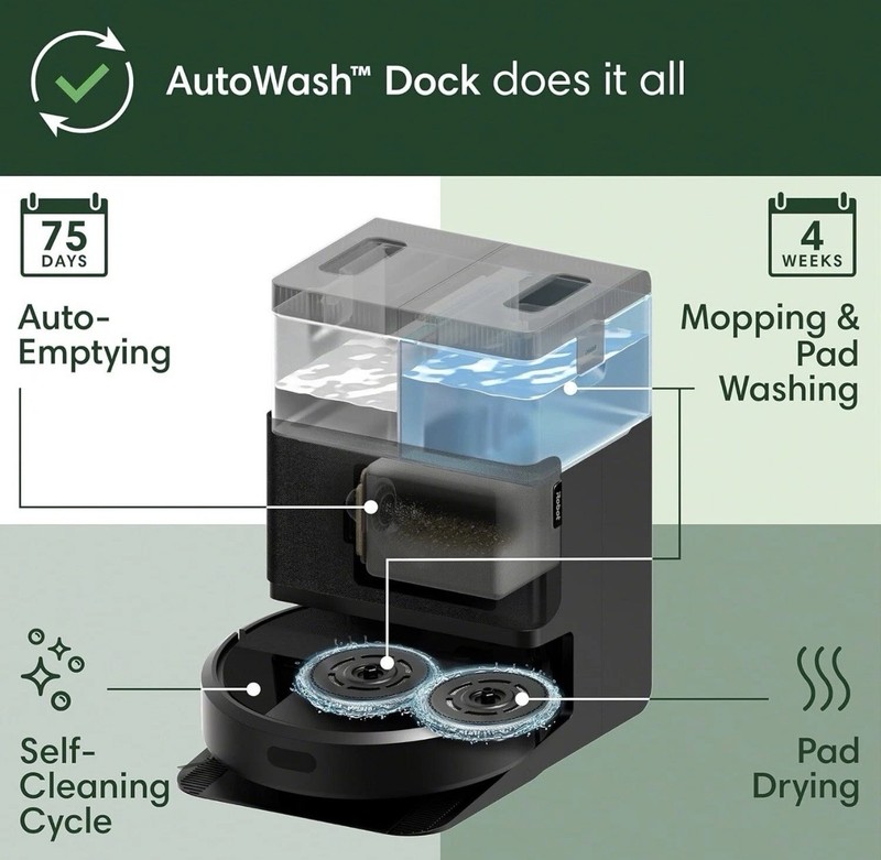 iRobot Roomba Plus 405 Combo Vacuum & Mop w/ AutoWash Dock, LiDAR, 70x Suction gallery