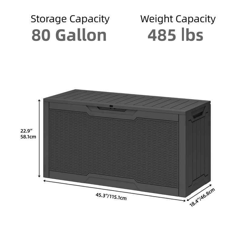 80-Gallon Lockable Outdoor Storage Deck Box, Resin Storage Box for Patio, ... gallery