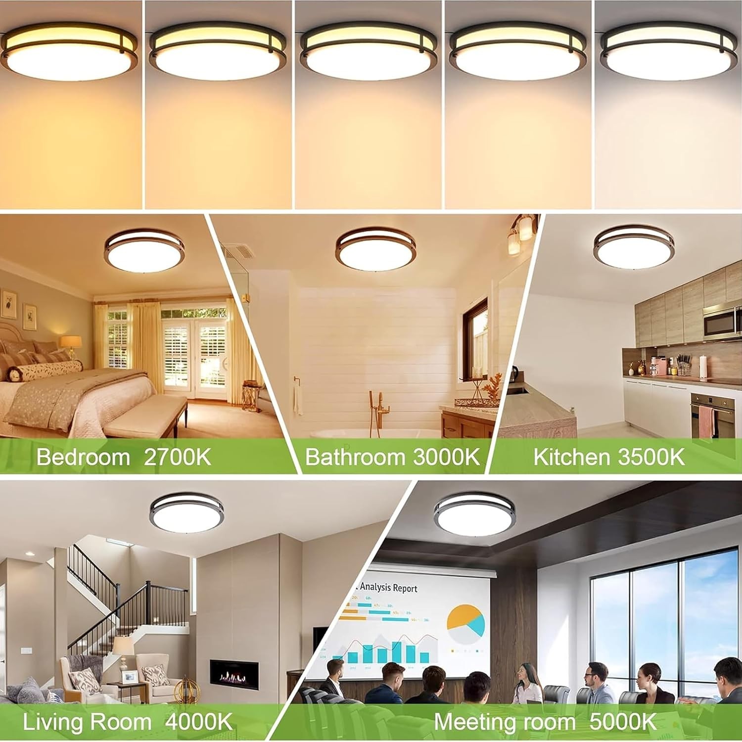 16" LED Flush Mount Ceiling Light Oil Rubbed Bronze Dimmable 2200LM New gallery