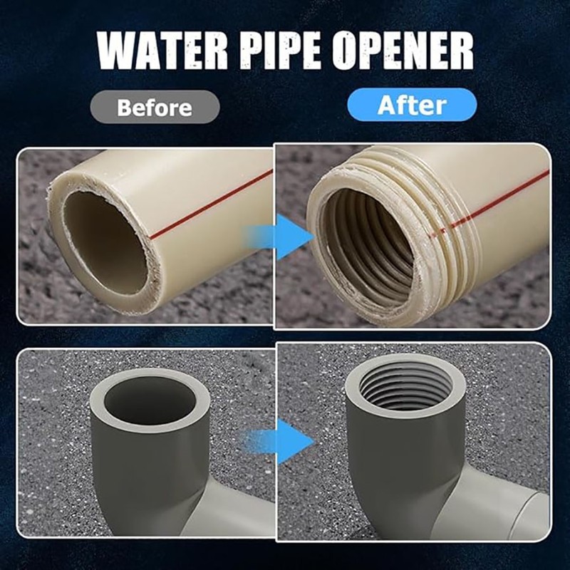 Integrated Internal & External Pipe Threading Tool Steel PVC Pipe Threader Kit gallery