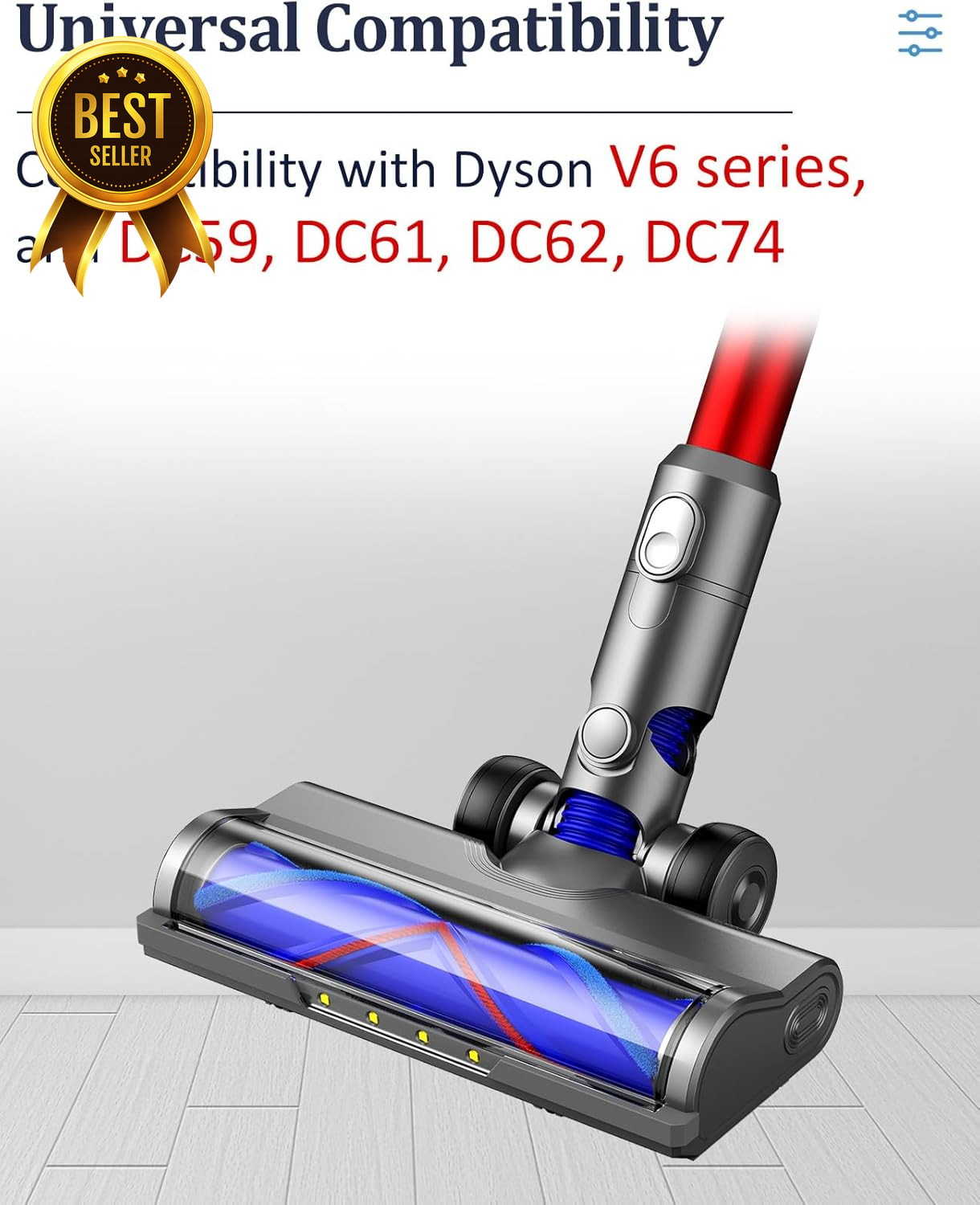 Vacuum Brush Head Attachment Replacement for Dyson V6 DC59 DC61 DC62 DC74 LED Mo gallery