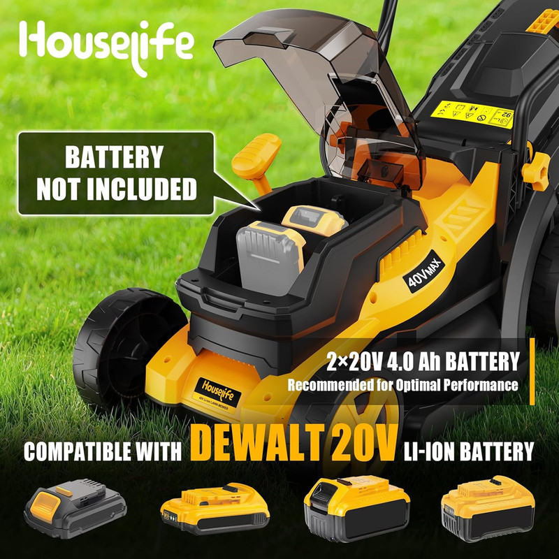 40V Cordless Lawn Mower Compatible with Dewalt 2X20V MAX Battery, 14 Inch Electr gallery