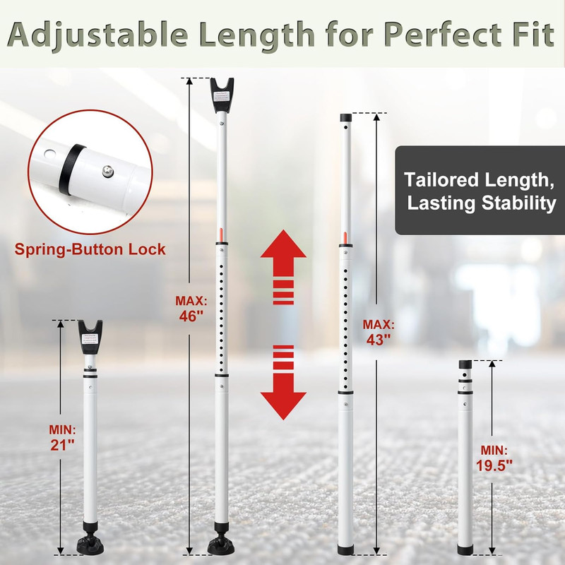 46" L Upgrade Function Strong 2 in 1 Door Security Bar w/Anti-Slip Rotating Base gallery