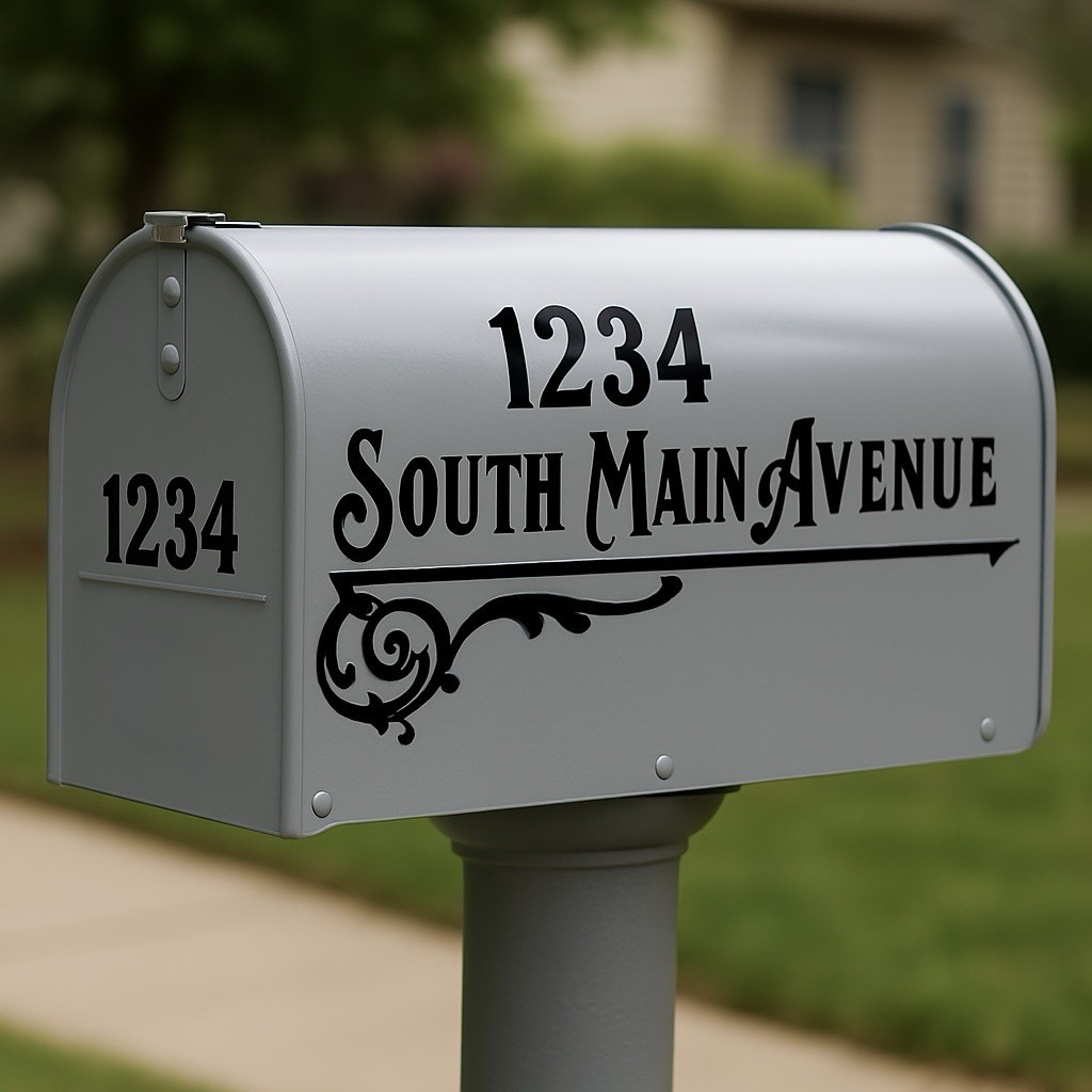 Custom Standard Mailbox Vinyl Decal Set — Street Address & Color Personalization gallery