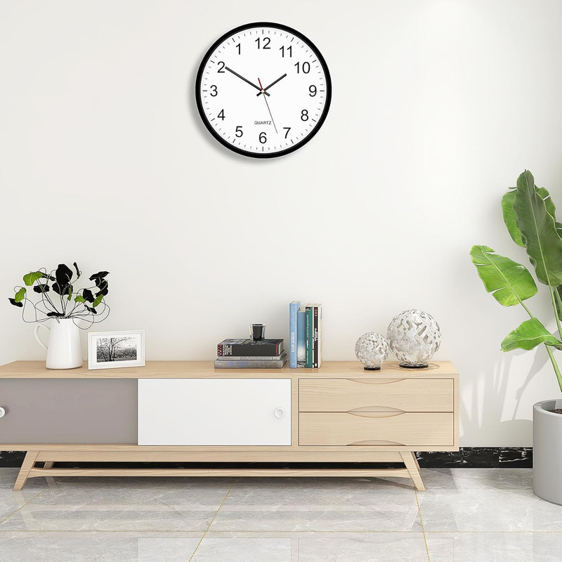 Black Backwards Wall Clock, Runs Counterclockwise, 12 Inch Silent Non Ticking Ba gallery