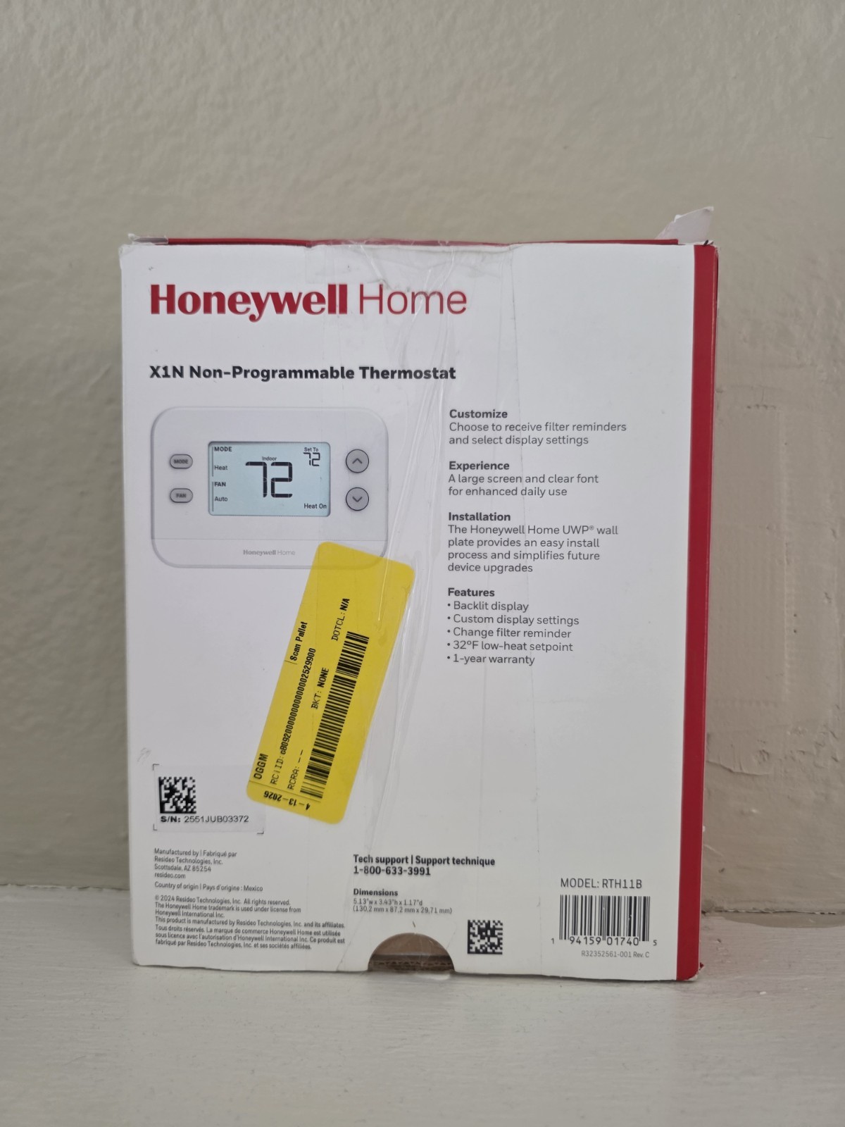 HONEYWELL RTH11B/N HOME X1N NON-PROGRAMMABLE THERMOSTAT SINGLE-STAGE 1-HEAT/COOL gallery