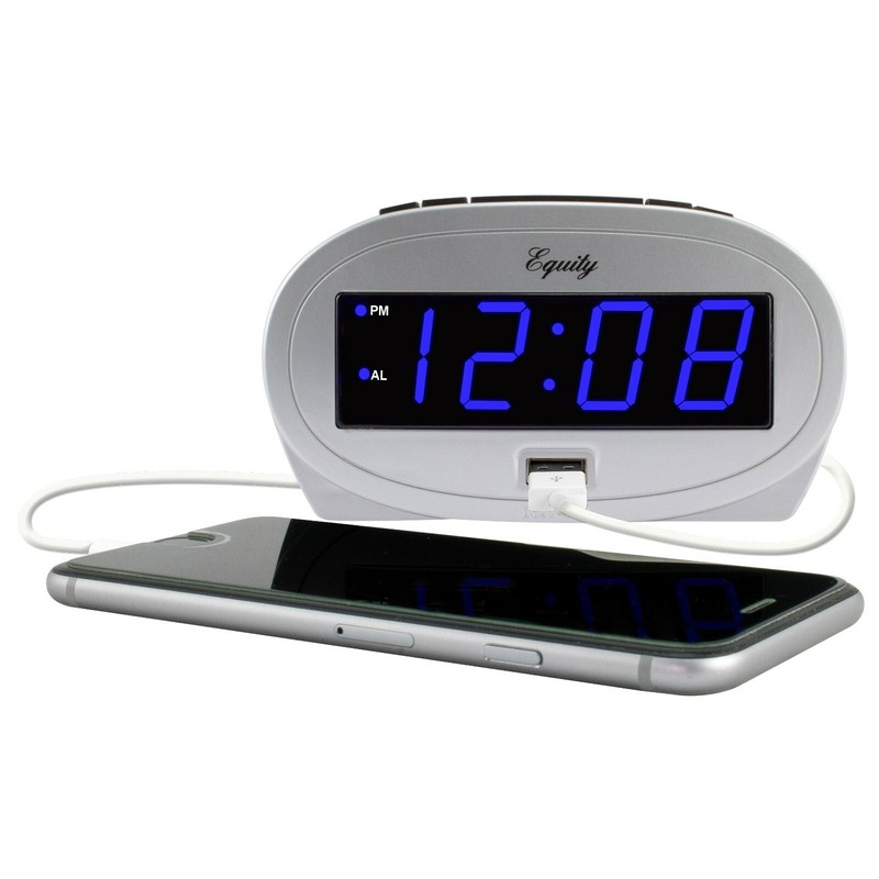 30025 Equity by La Crosse AC Powered 0.9" Blue LED Display Alarm Clock USB Port gallery