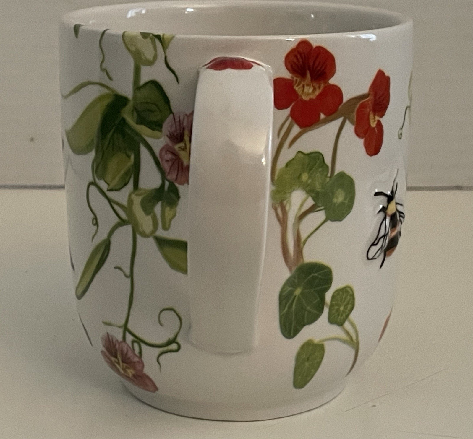 Anthropologie Monarch Monogram Mug "K” Raised Bees Floral, 14 oz, Colorful! gallery