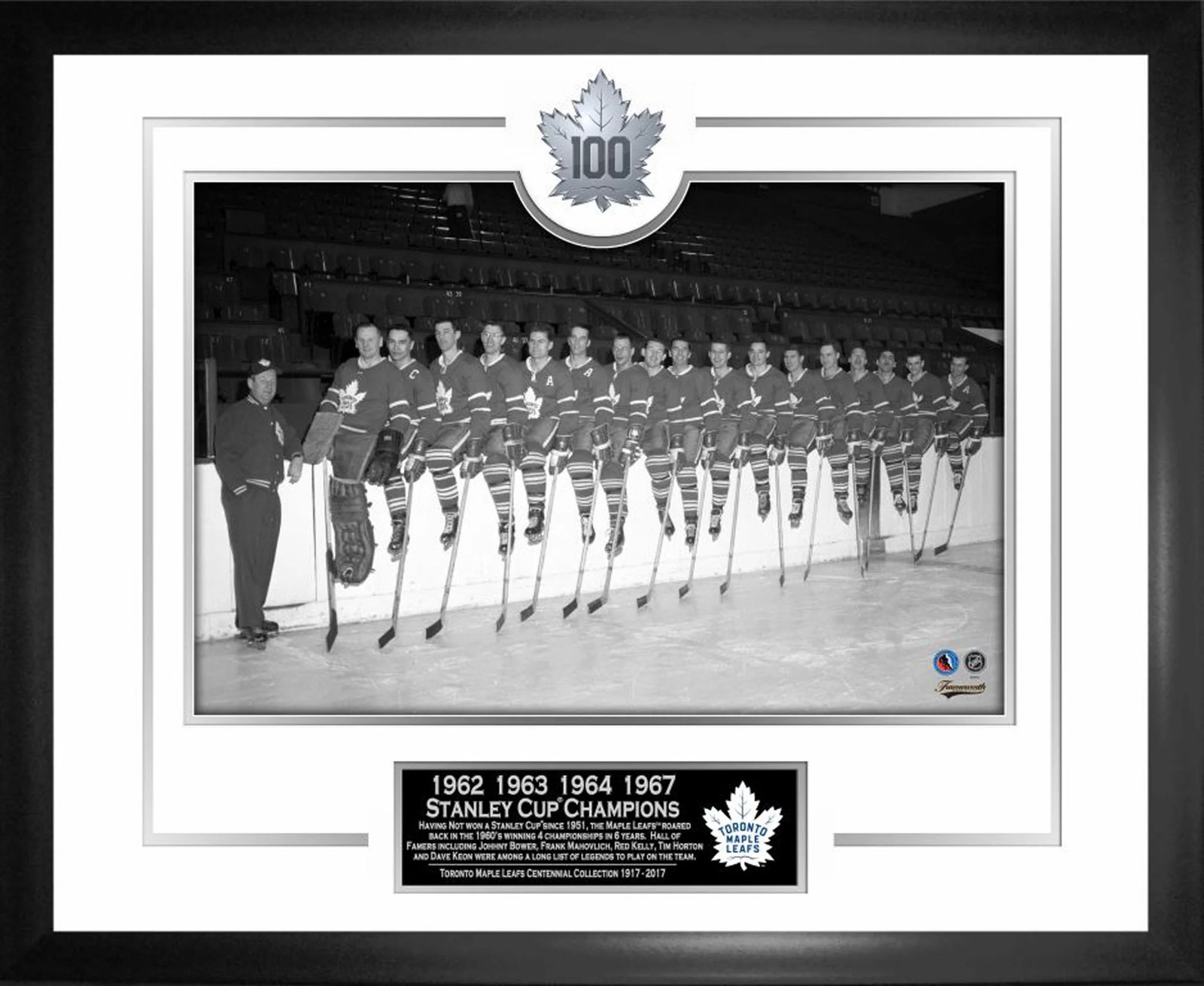 Toronto Maple Leafs 1960s 100th Anniversary Framed Black White Team Photo gallery
