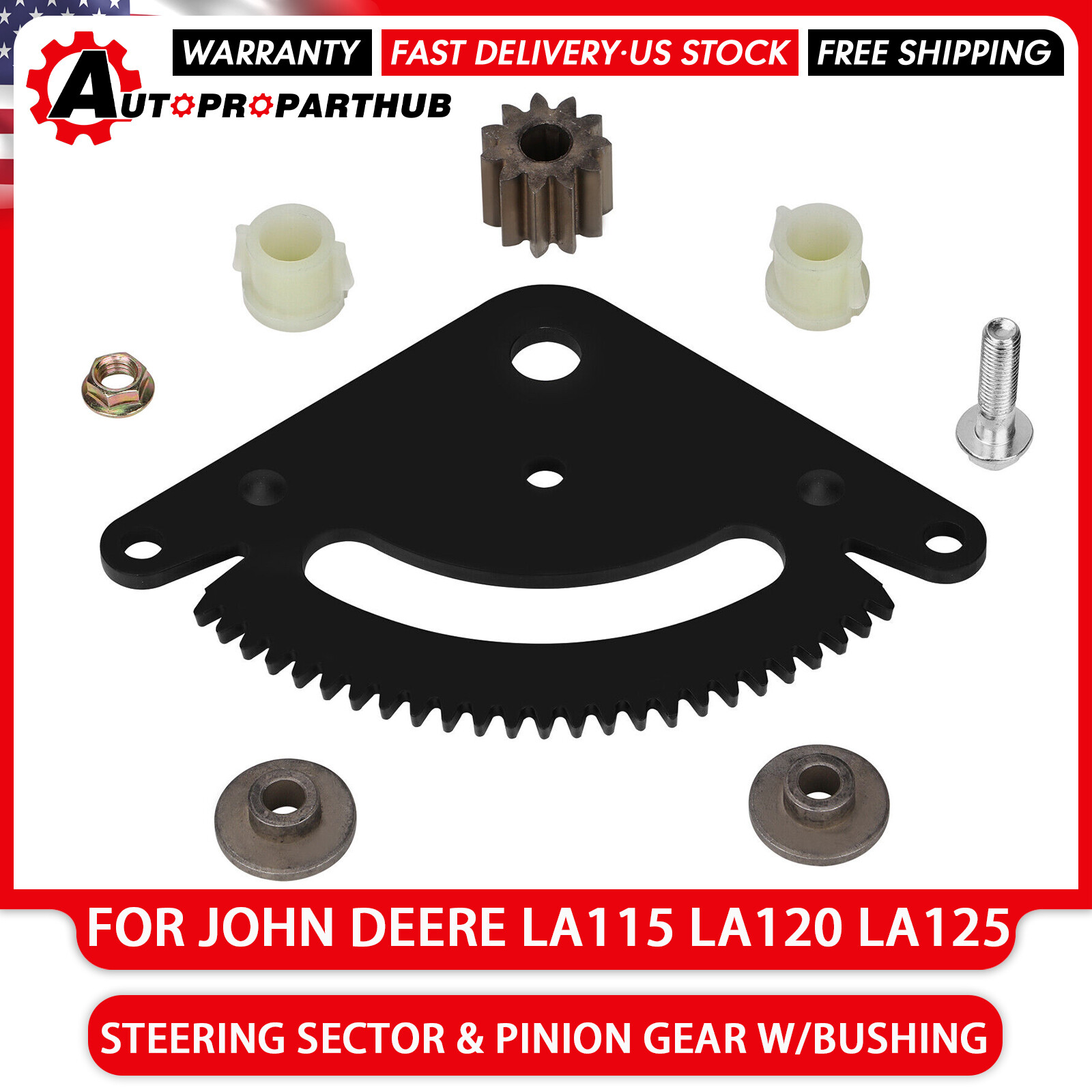 Steering Sector & Pinion Gear W/Bushing for John Deere LA115 LA120 LA125 gallery