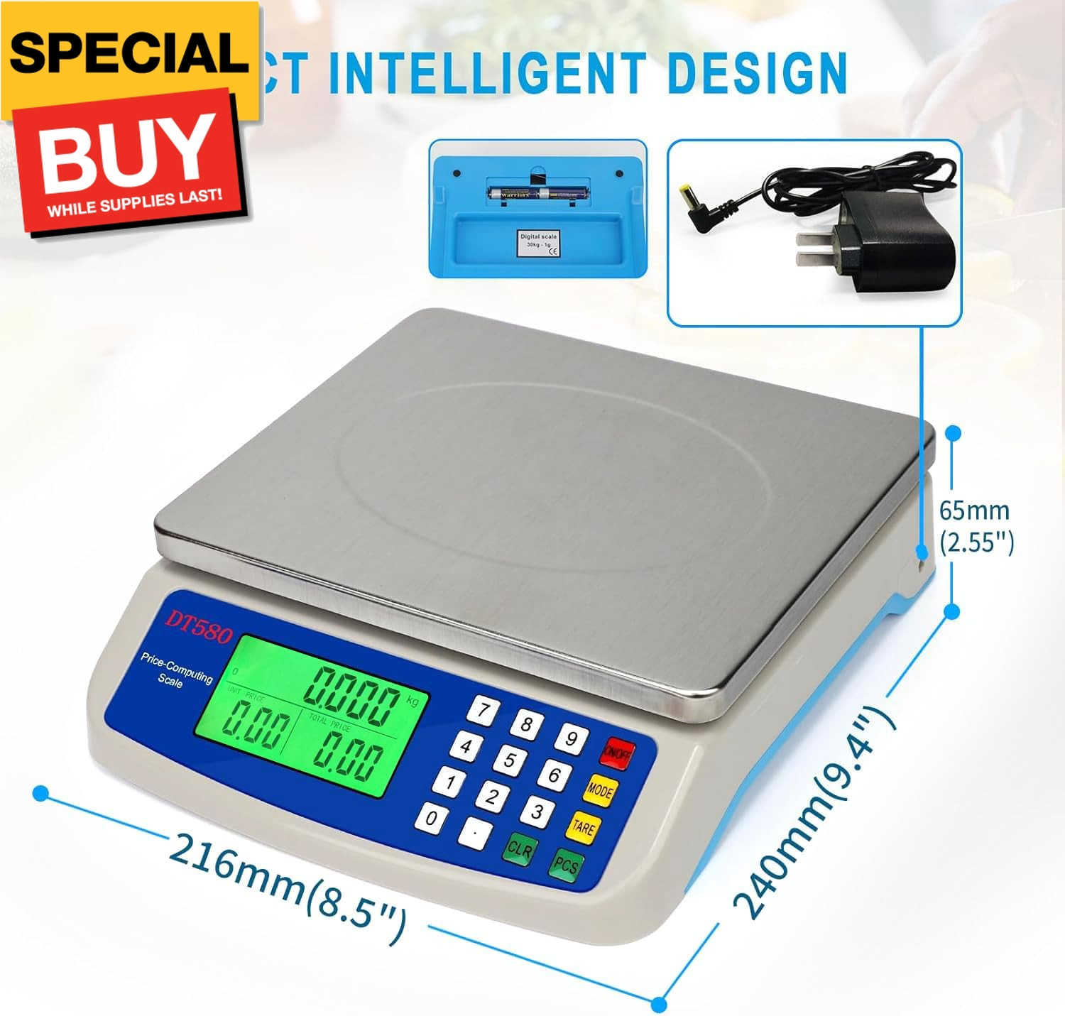 Large Digital Kitchen Scale 30KG Commercial Food Scale 66LB for Baking Bread Mea gallery