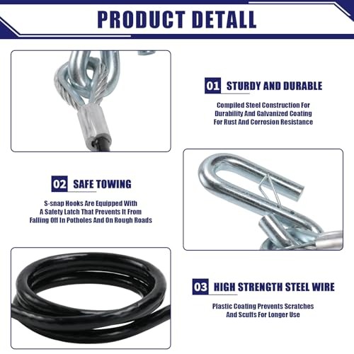 48" Trailer Safety Cables,elf-Coiling 48 inches (Length only) 48"-5/16"D-Black gallery