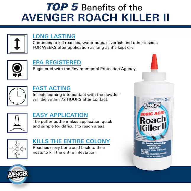 Avenger Boric Acid Roach Killer II Powder 64 Boric Acid 16 -oz gallery