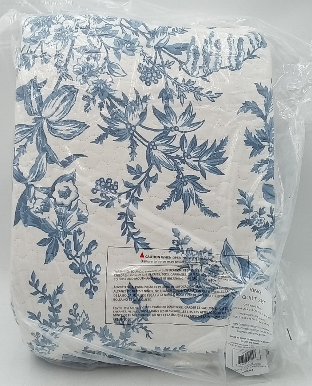 Laura Ashley Quilt Set Reversible Cotton Bedding King Bedford Delft Blue Sealed gallery