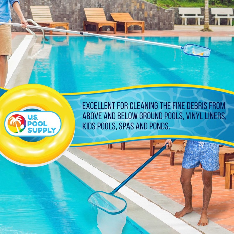 Swimming Pool 12" Leaf Skimmer Net & 16" Rake Net Set - Fine Mesh Netting, Clean gallery