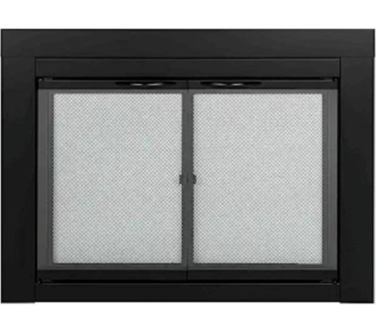 Pleasant Hearth Alpine Collection Fireplace Glass Door AN-1012 Black Large NEW gallery