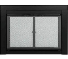 Pleasant Hearth Alpine Collection Fireplace Glass Door AN-1012 Black Large NEW
