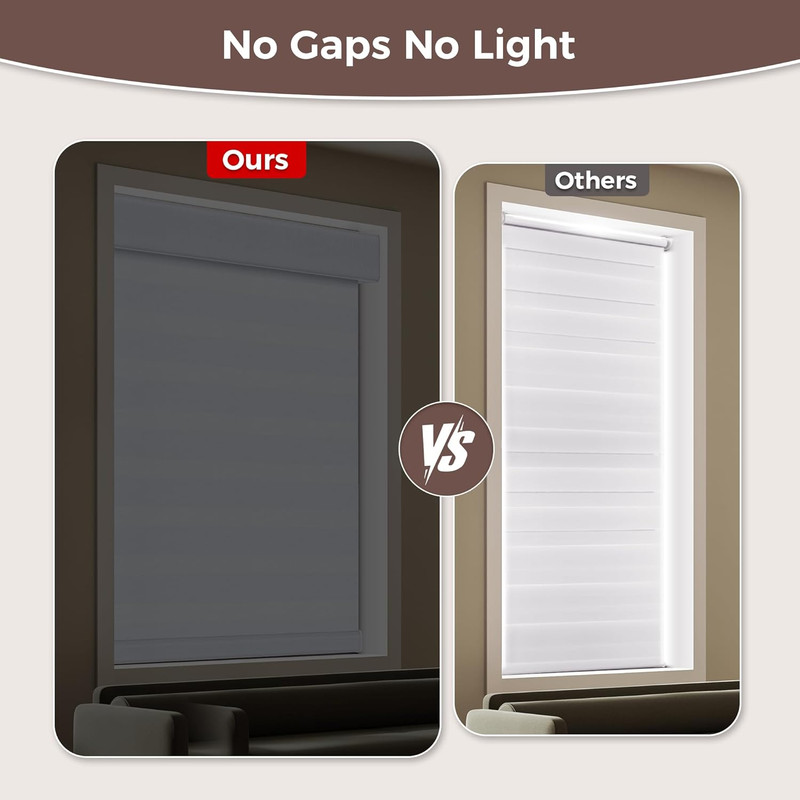 Cordless Zebra Blinds - Dual Layer Blackout, 35" W X 72" H gallery