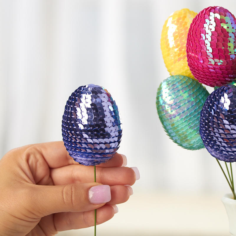 Package of 12 Artificial Sequined Easter Egg 10" Floral Picks gallery