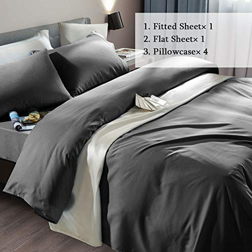 Bed Sheet Set Super Soft Microfiber 1800 Thread Count Luxury Queen Dark Grey gallery