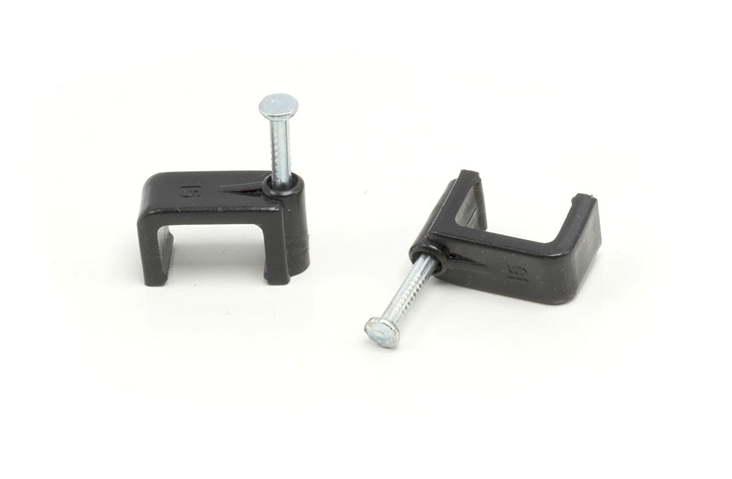 RG6 Dual Coax RG6 Cable Clips - Black | 100 Pieces - 14mm Nail Clip | Twin / Two gallery