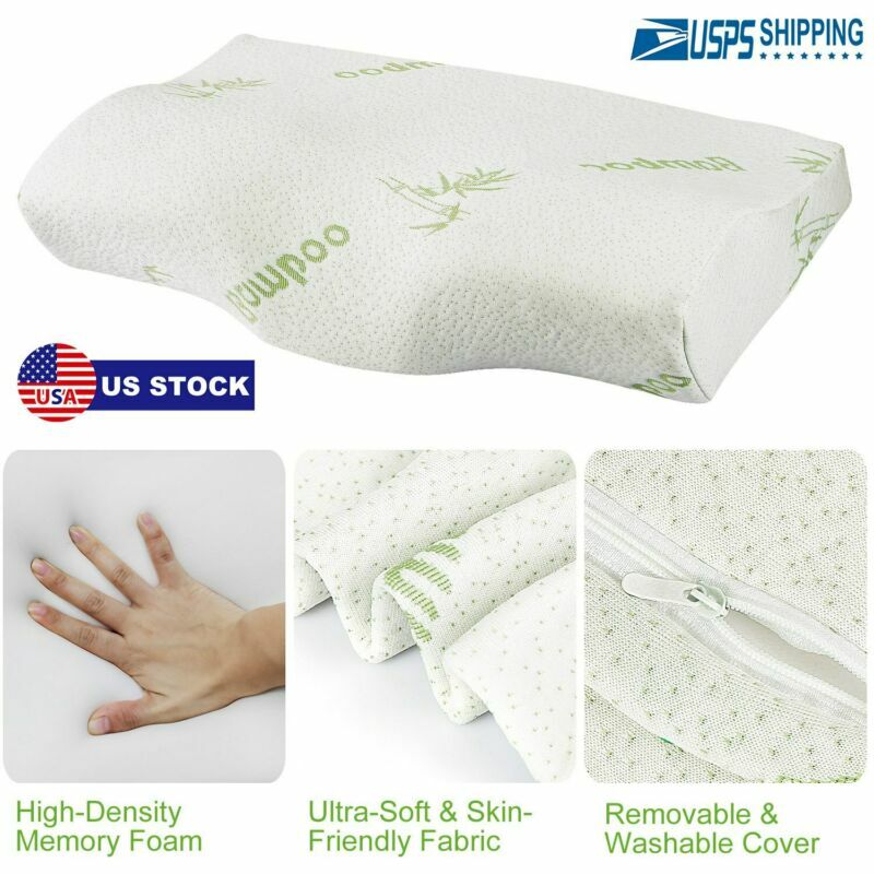 Orthopedic Bamboo Memory Foam Contour Sleep Pillow Cervical Neck Support Soft US gallery