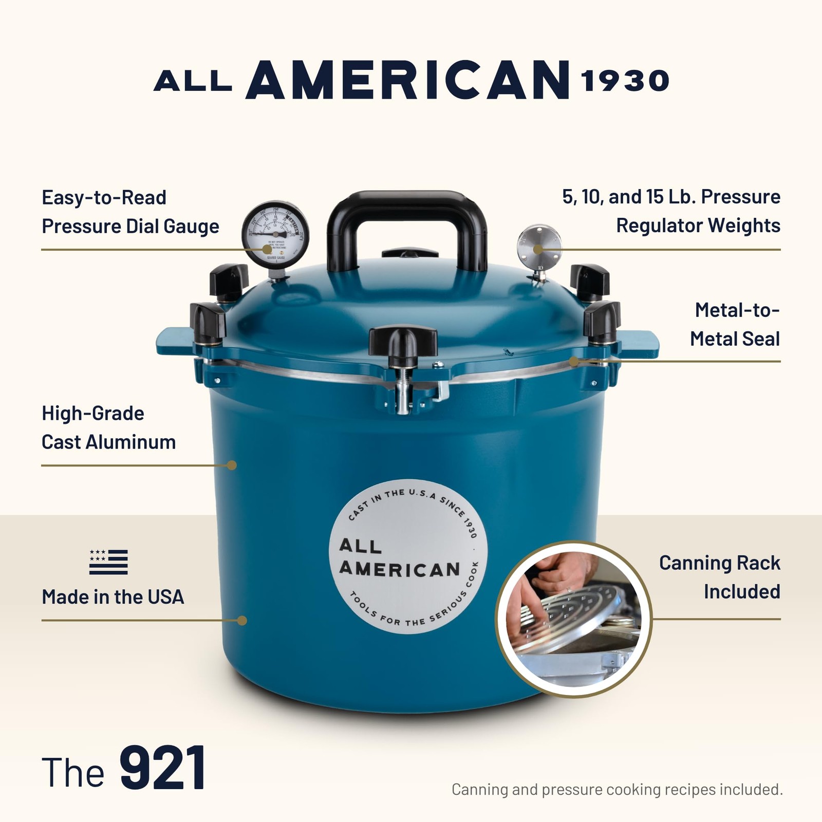Pressure Cooker 21.5 Quart Canner Berry Blue 921BL All American USA Electric gallery