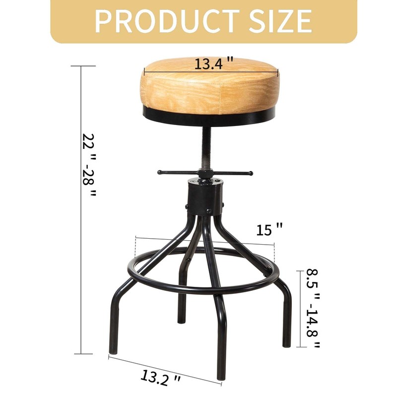 Adjustable Swivel Bar Stools - Modern PU Leather Backless Counter Height Chair gallery