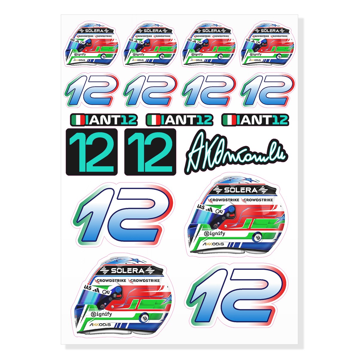 Kimi Antonelli F1 Formula One A4 Vinyl Decal Sticker | Racing | Indoor Outdoor gallery