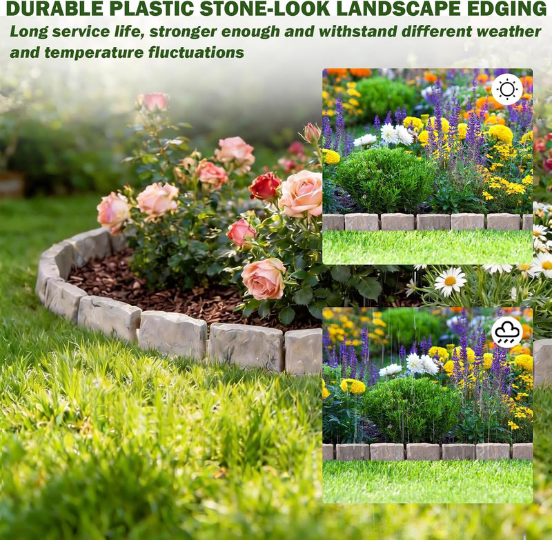 Landscape Edging Garden Edging Border Faux Stone Edging,91Ft X 2.75 in Tall Deco gallery