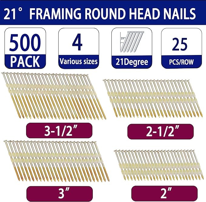 Clavos Estructura 21° Cabeza Redonda Galvanizados Ring Shank 500 Pzs gallery