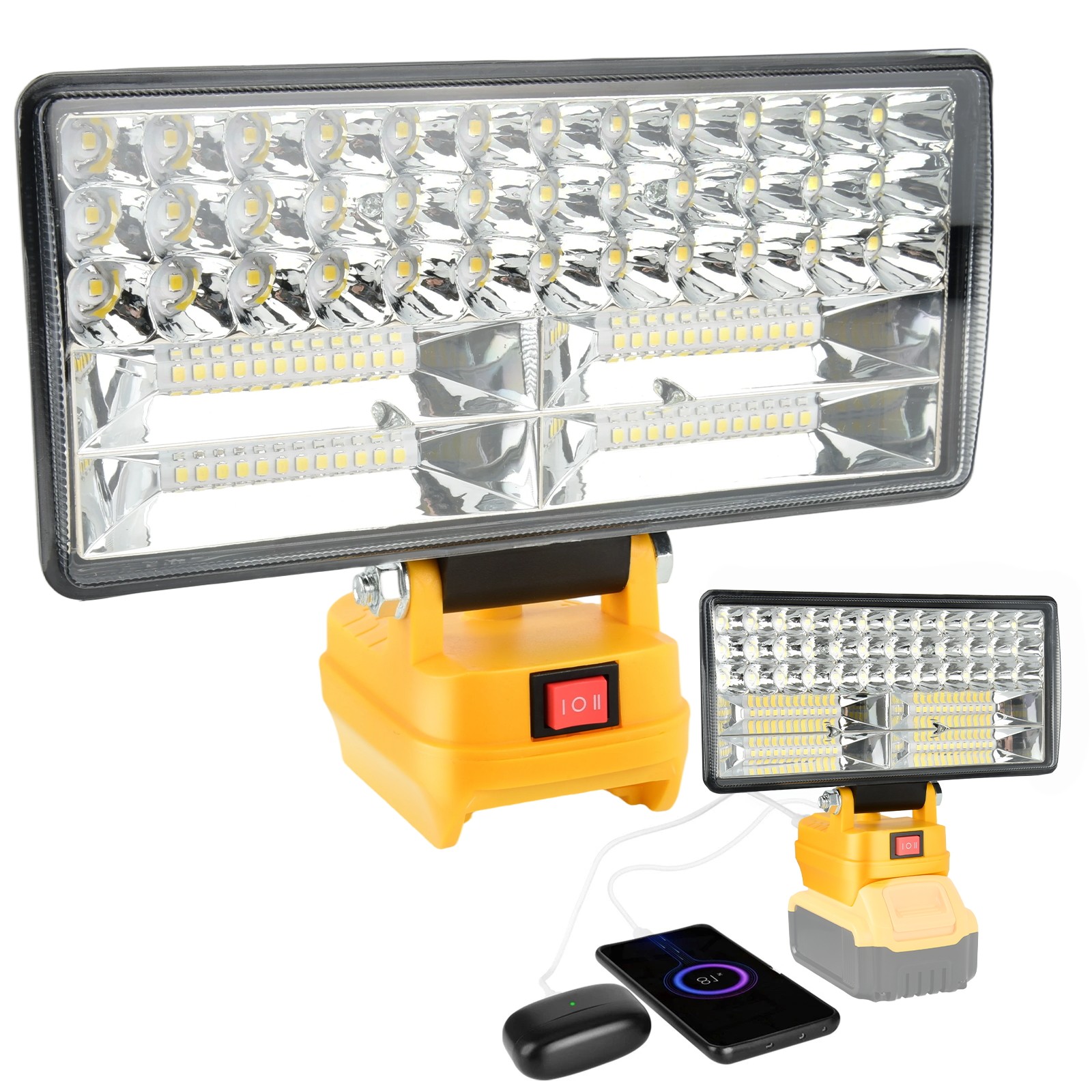 90W LED Work Light for DeWalt 20V battery 9000LM Flood Light with USB Port Lamp gallery