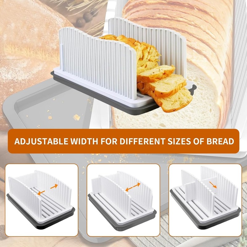 Professional Bread Slicer with Adjustable Guide, Foldable Cutter for Homemade Lo gallery