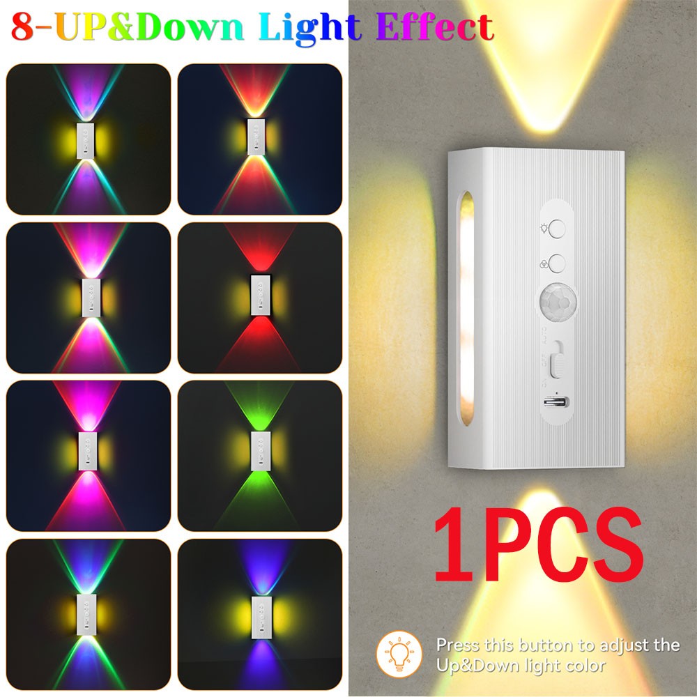 1-10PACK RGB LED Night Light Smart Motion Sensor Magnetic Rechargeable Step Lamp gallery