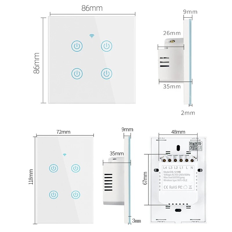 No Neutral Wire Required Touch Switch Voice/App Remote Control Wifi Switch gallery