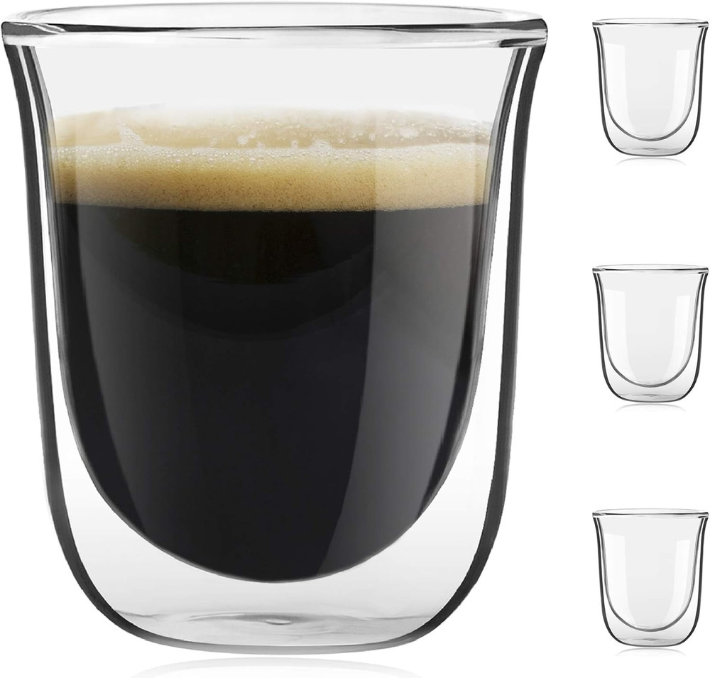 Javaah Double Walled Espresso Glasses Espresso Cups Set of 4 | 2-Ounces
