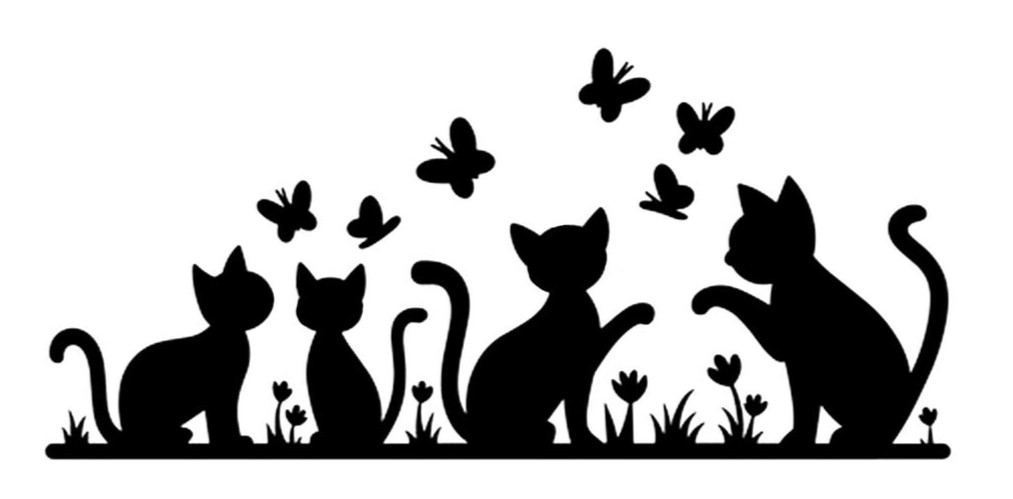 Cats Kittens Butterflies 6" Black Vinyl Decals Car Window Mailbox Laptop gallery