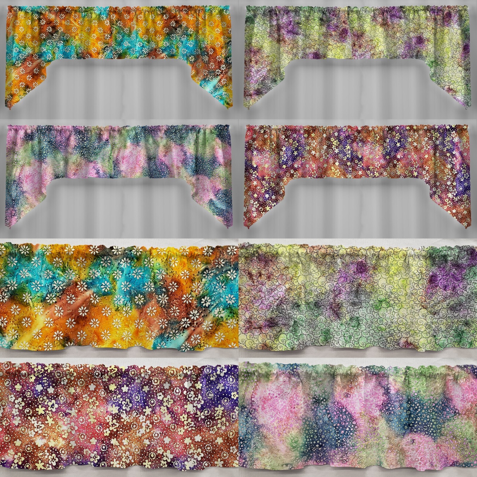 Batik Tie Dye Valances, Curtains or Swags (4 Patterns Available) gallery