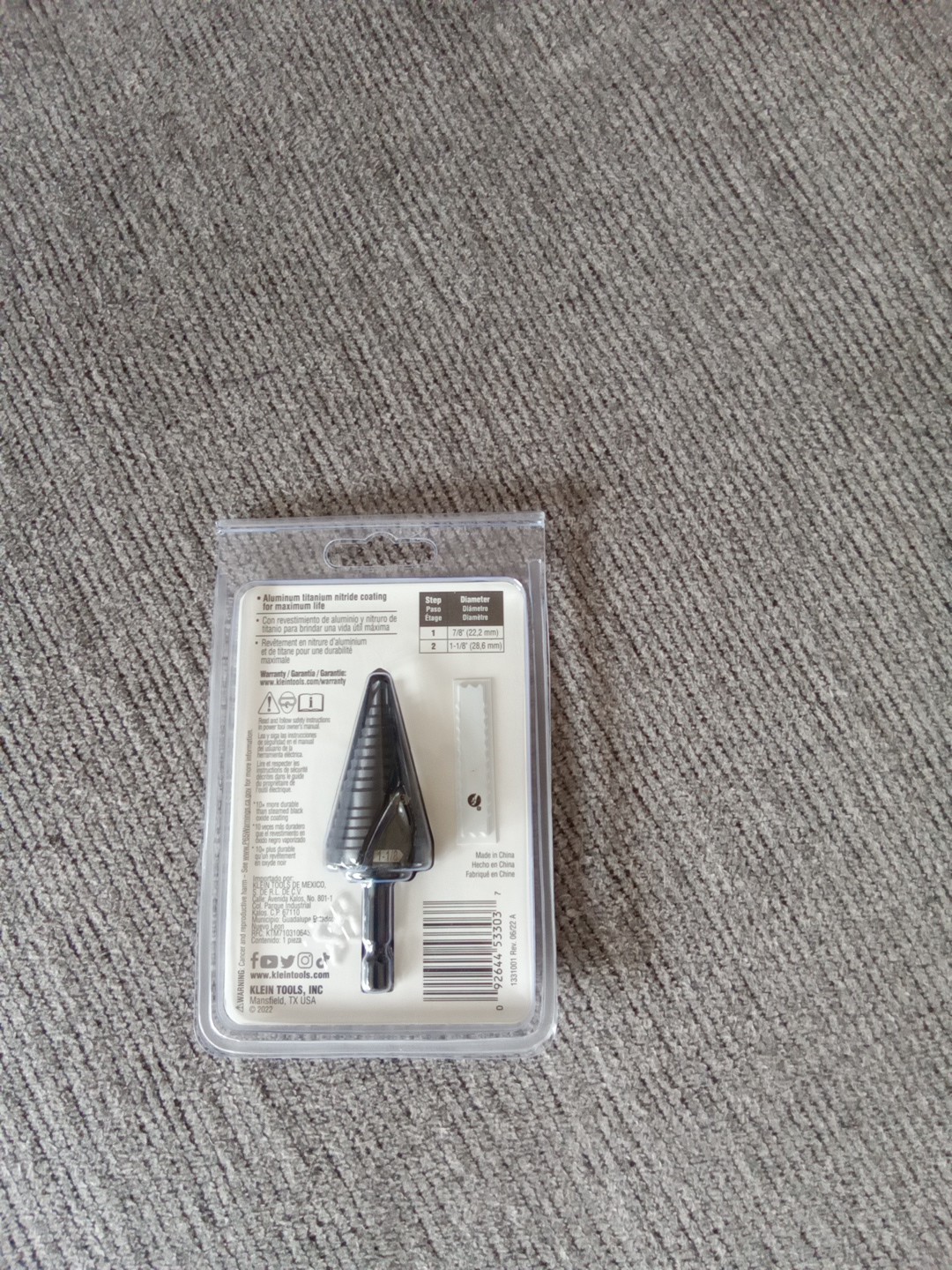 NEW KLEIN TOOLS QRST11 QUICK RELEASE STEP DRILL SPIRAL FLUTE 7/8 TO 1-1/8" gallery