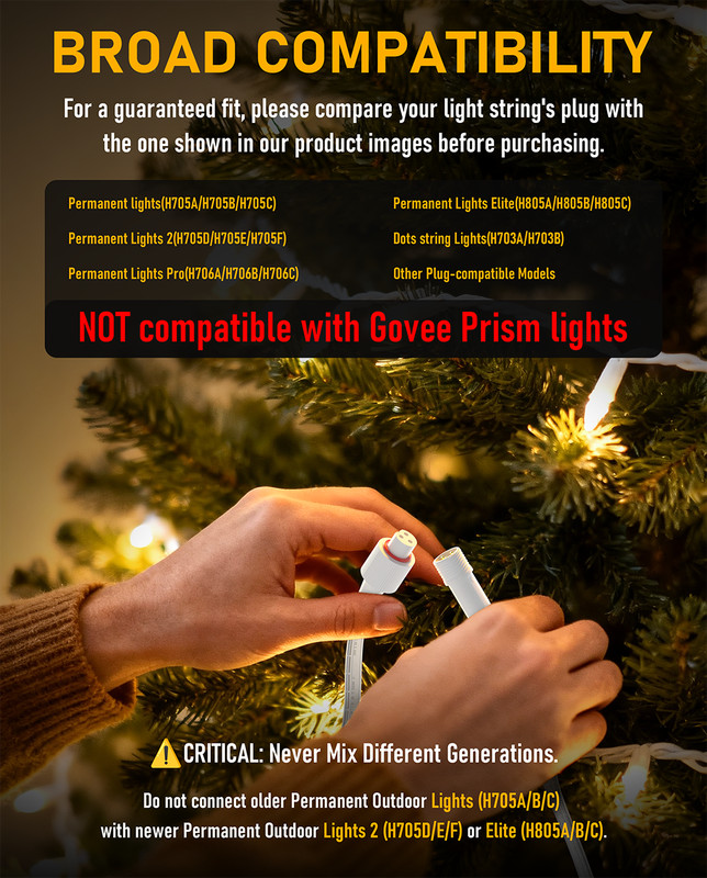 3 Pin Y-Splitter Extension Cable for Govee Permanent Outdoor Lights/Lights Pro gallery