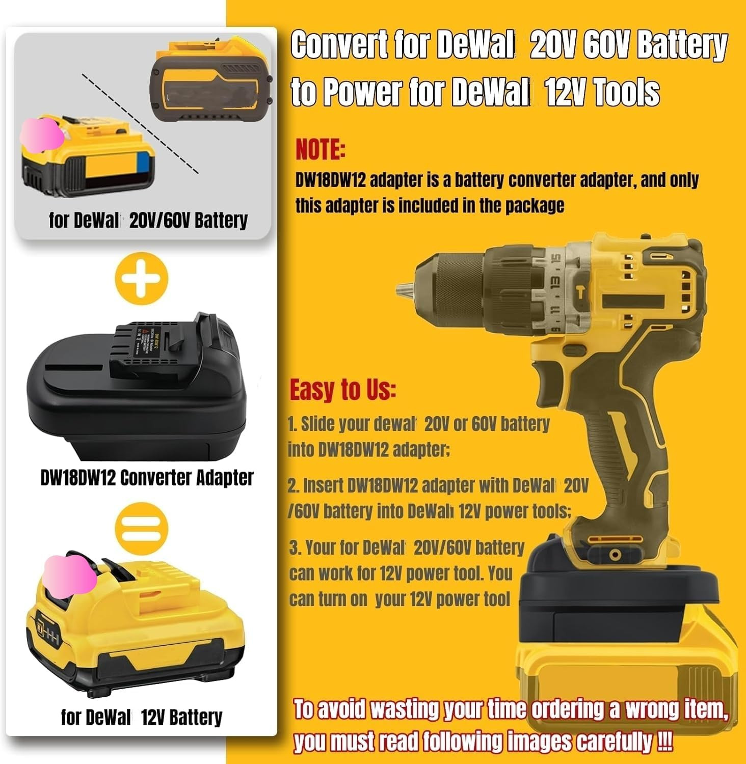 Convert for Dewalt 20V Battery Adapter to 12V, Convert for Dewat 20V 60V Battery gallery