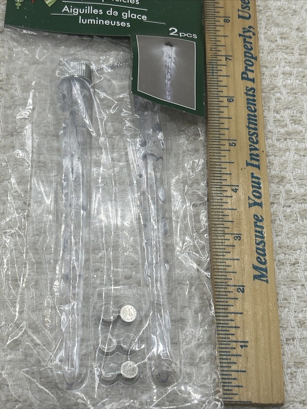 LIGHT UP Tree Ornaments Clear Plastic ICICLE LED lights Xmas Pack of 2 New gallery