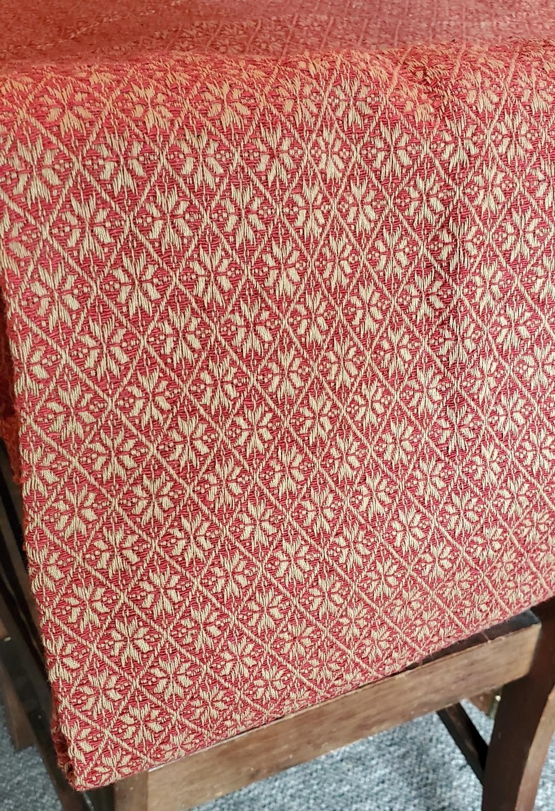 Primitive Colonial Woven Coverlet SHOWER CURTAIN 72" Red Tan Cherry Blossom gallery