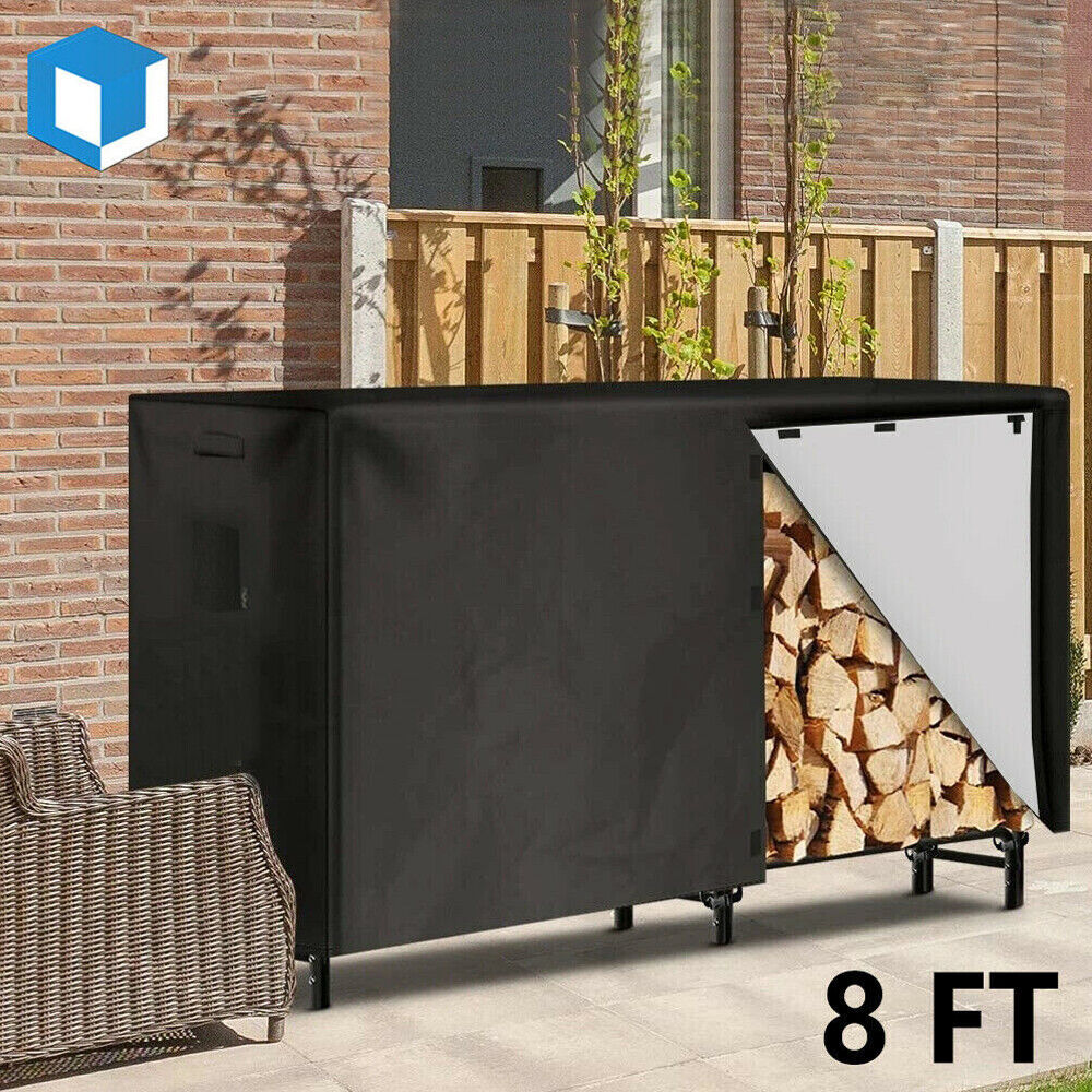 8 Feet Firewood Log Rack Cover Heavy Duty Outdoor Waterproof Dust Sun Protector gallery